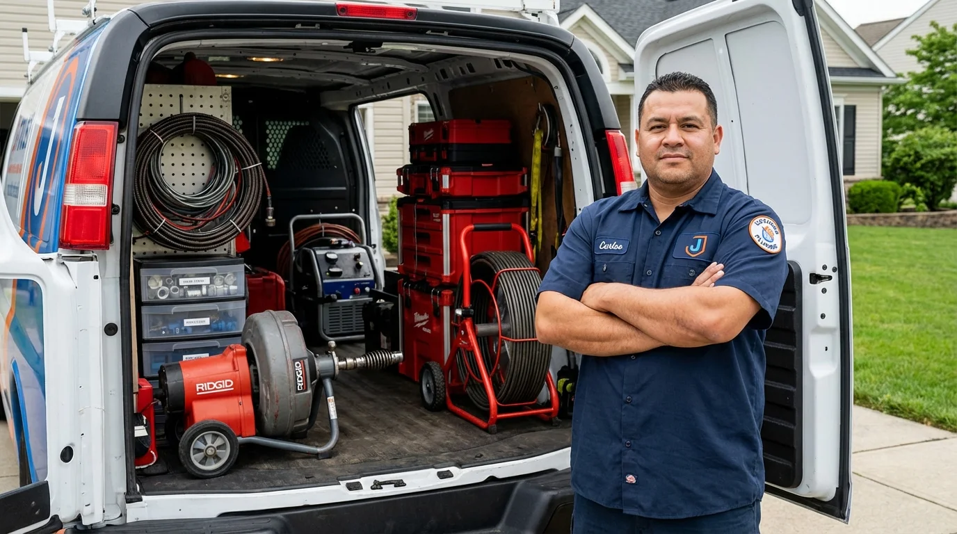 Professional drain cleaning equipment and Johns Plumbing LLC plumber in Baxter