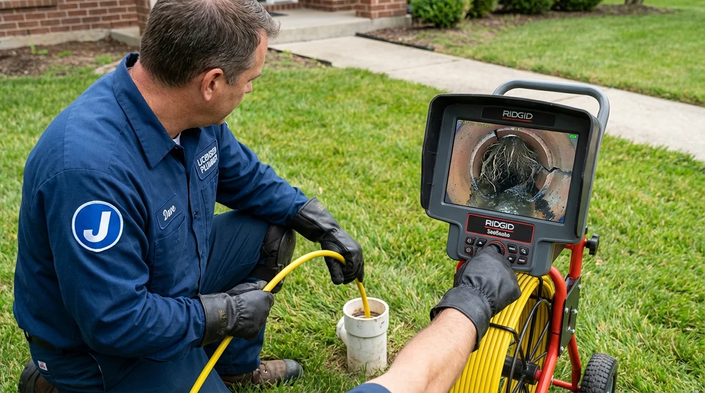 Sewer camera inspection being performed by Johns Plumbing LLC in Baxter