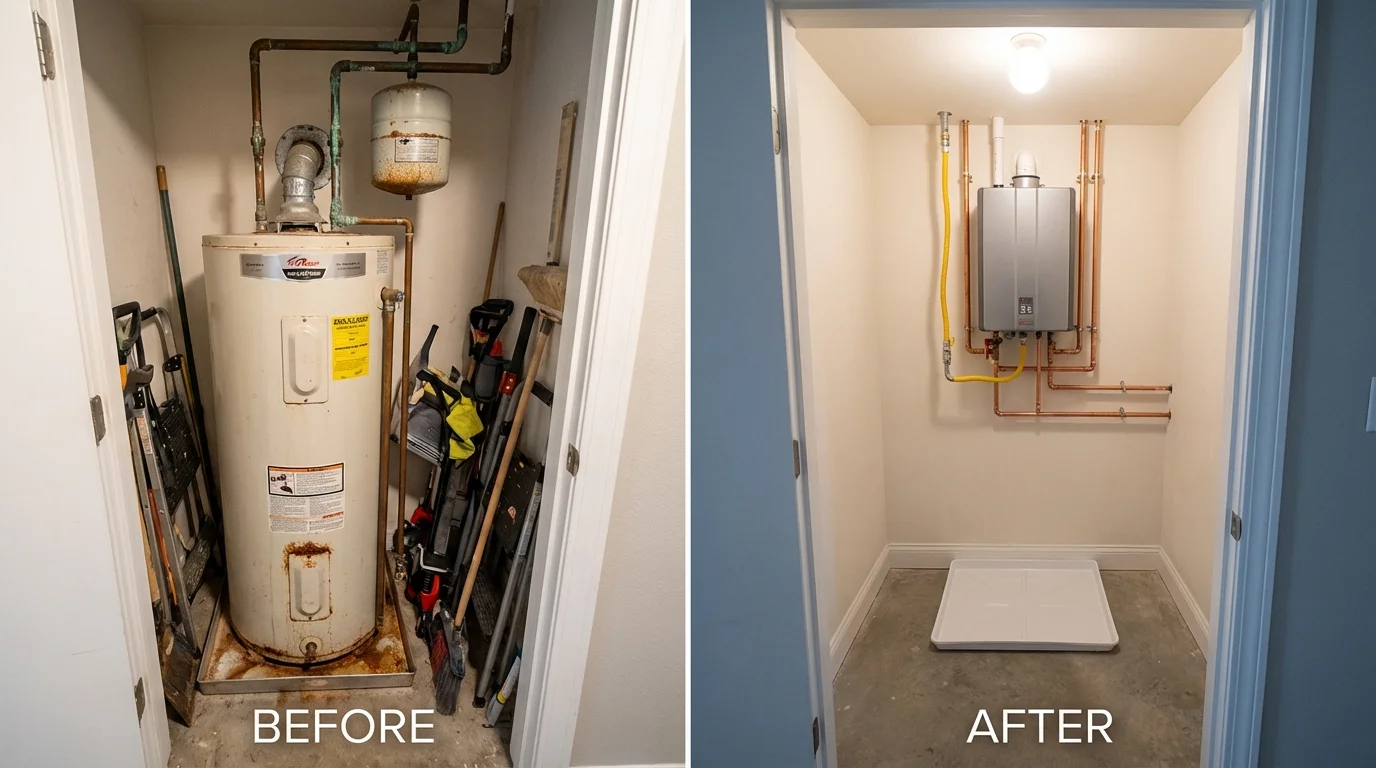 Tank water heater versus wall-mounted tankless unit comparison for Baxter, TN homeowners